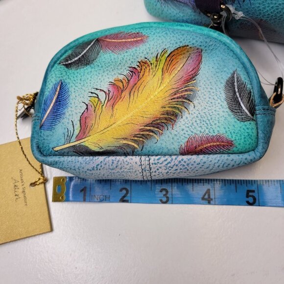 Colorful Large Tote Bag Anuschka Hand-Painted Large Bag and Pouch Purse - NEW ! - Picture 12 of 16